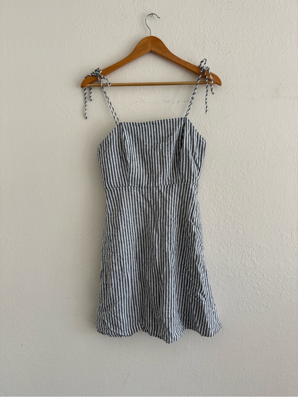 Old Navy Navy and White Striped Tie-Shoulder Mini Dress